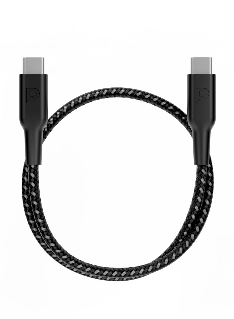 باورولوجي كابل مضفر لنقل البيانات من USB-C إلى USB-C وشحن سريع / تم اختباره للجودة / أكثر من 30000 ثنية / مادة مضفرة / PD 60 واط / توافق عالمي / متانة ملتوية - أسود - Image 1