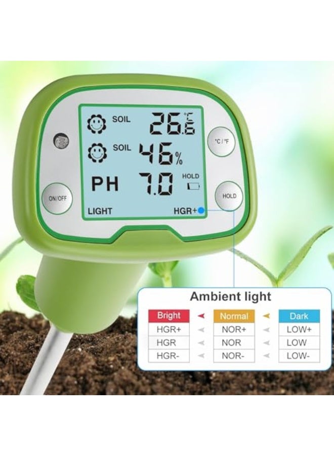 Generic 4-in-1 Soil Tester with Backlight LCD - Digital Ph Meter For Soil, Temperature, Sunlight | Gardening, Farming, Lawn Care & Indoor/Outdoor Plants,Soil Ph Meter For Garden  - Image 2