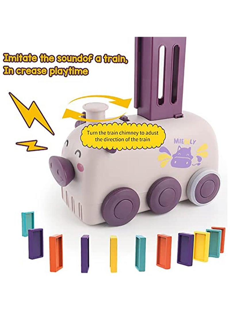 Excefore Automatic Domino Train Blocks Set, Domino Laying Electric Train, Dominoes Train Set with 1 Slot and 80pcs Blocks, Creative Domino Train Set with Sound for Kids - Image 5