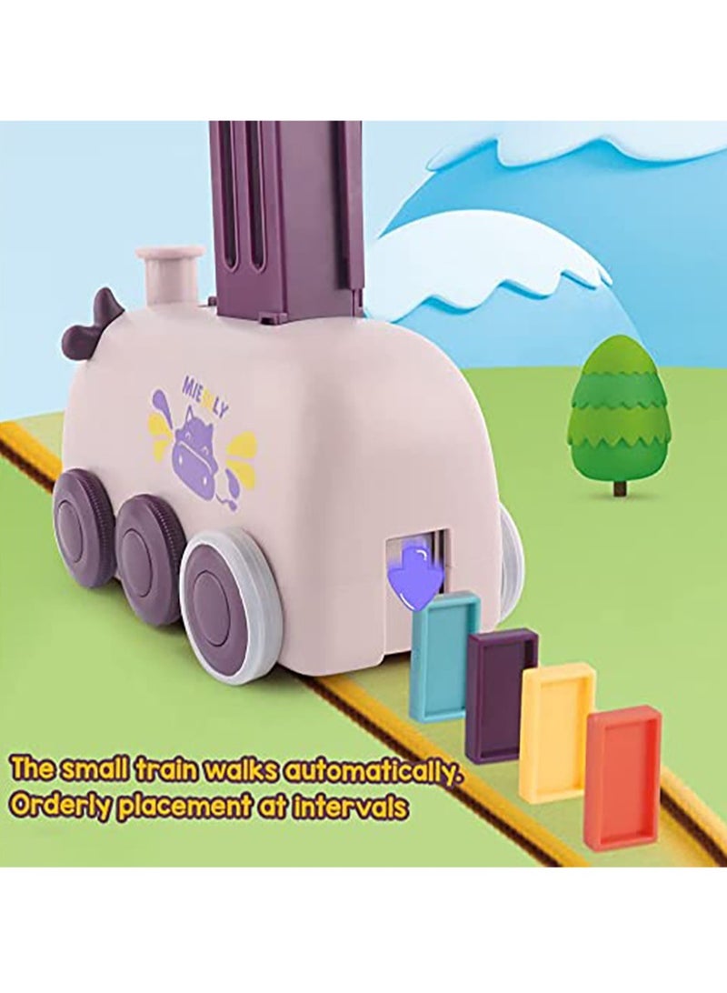 Excefore Automatic Domino Train Blocks Set, Domino Laying Electric Train, Dominoes Train Set with 1 Slot and 80pcs Blocks, Creative Domino Train Set with Sound for Kids - Image 3