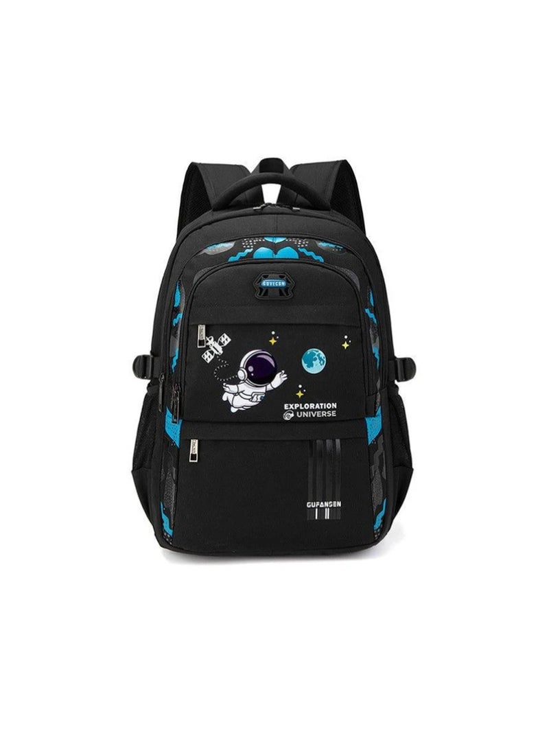 STAR BABiES حقيبة ظهر للأطفال من Star Babies Astronaut بحزام كتف قابل للتعديل للمشي لمسافات طويلة، كبيرة باللون الأسود - Image 1