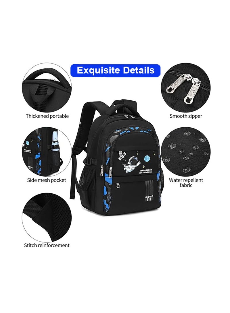 STAR BABiES حقيبة ظهر للأطفال من Star Babies Astronaut بحزام كتف قابل للتعديل للمشي لمسافات طويلة، كبيرة باللون الأسود - Image 3