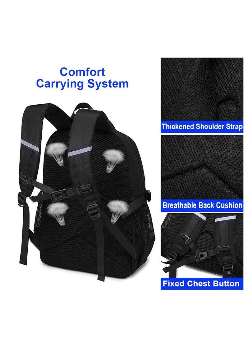 STAR BABiES حقيبة ظهر للأطفال من Star Babies Astronaut بحزام كتف قابل للتعديل للمشي لمسافات طويلة، كبيرة باللون الأسود - Image 4