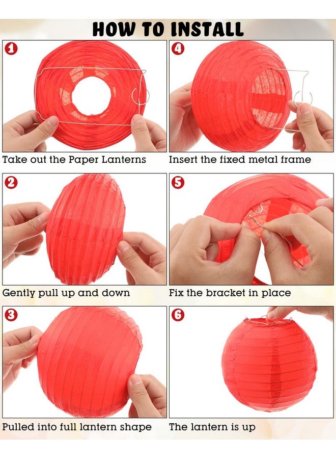 Treela 48 Pcs Paper Lanterns Party Decorations Chinese Round Paper Lanterns 4/6/8/10 Inch Asian Hanging Lanterns Lamps Decorative for Birthday Party Supplies(Multicolor) - Image 3