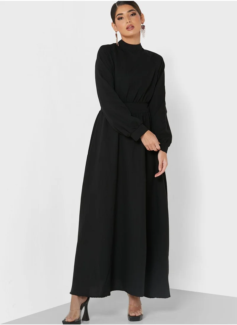 Khizana Puff Sleeve Solid Dress