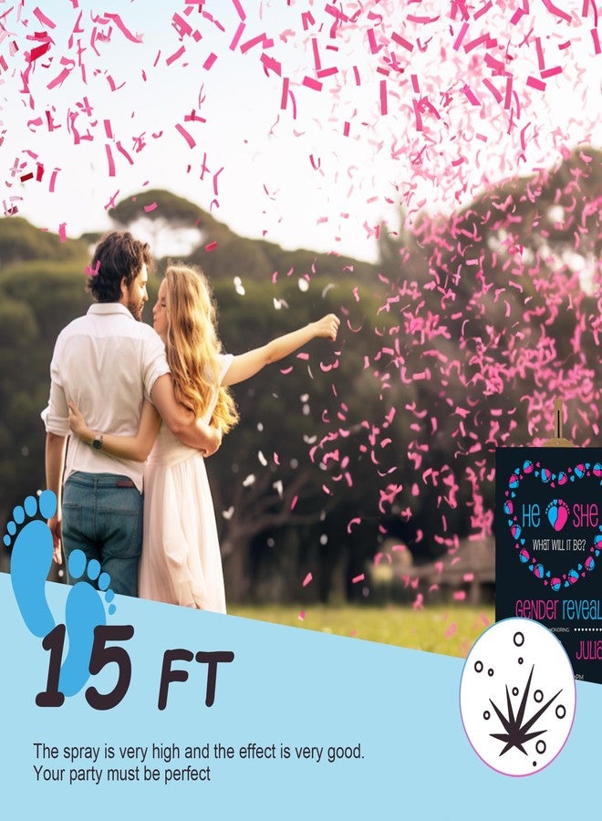 POPUPARTY 2 Pack Gender Reveal Confetti Cannon | 1 Pink & 1 Blue - Biodegradable Confetti Party Supplies Poppers, Ideal for Baby Boy or Girl Gender Reveal Decoration - Image 2