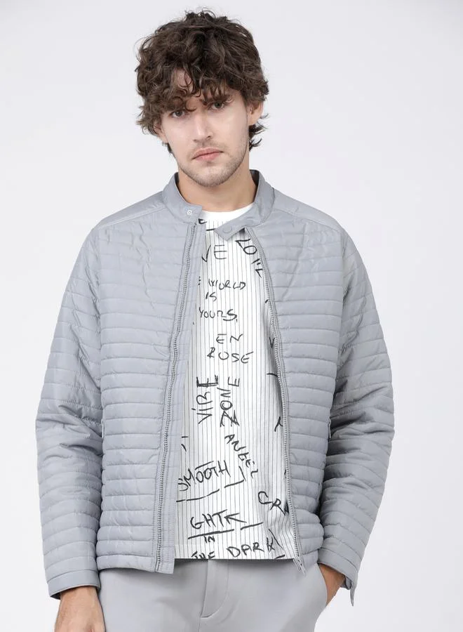 HIGHLANDER Solid Puffer Jacket With Zip Closure by Styli