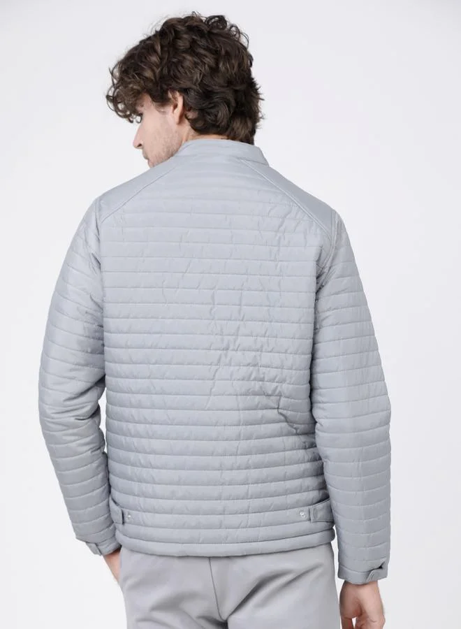 HIGHLANDER Solid Puffer Jacket With Zip Closure by Styli