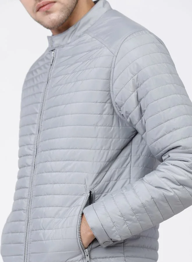 HIGHLANDER Solid Puffer Jacket With Zip Closure by Styli