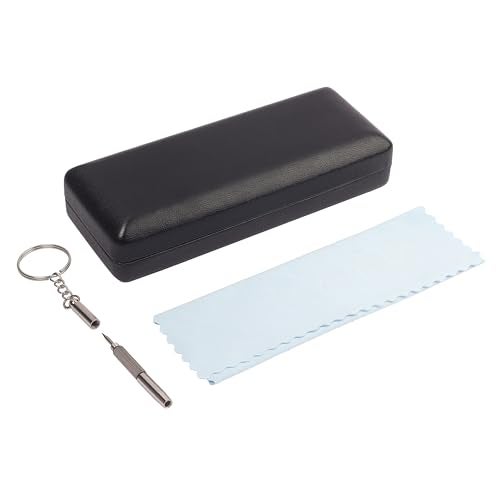 VIVID Vision Unisex Adult Eyewear Specs Case Cover | Screw Driver | Free Cloth | Protect Eye Glasses | Chashma Dibbi | Spectacle Box | HINGE-SPRING | Metal | MC-202 | Black | 3 IN 1 - Image 1