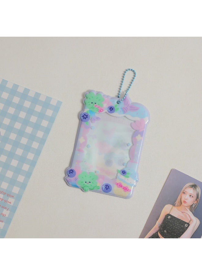 NIBEMINENT 1 - Piece Sweet Girl Kpop Photo Card Holder Pendant Key Chain ID Badge Holder ID Card Holder Photo Card Protector for School ID Office ID Access Card for Women Girls - Image 1