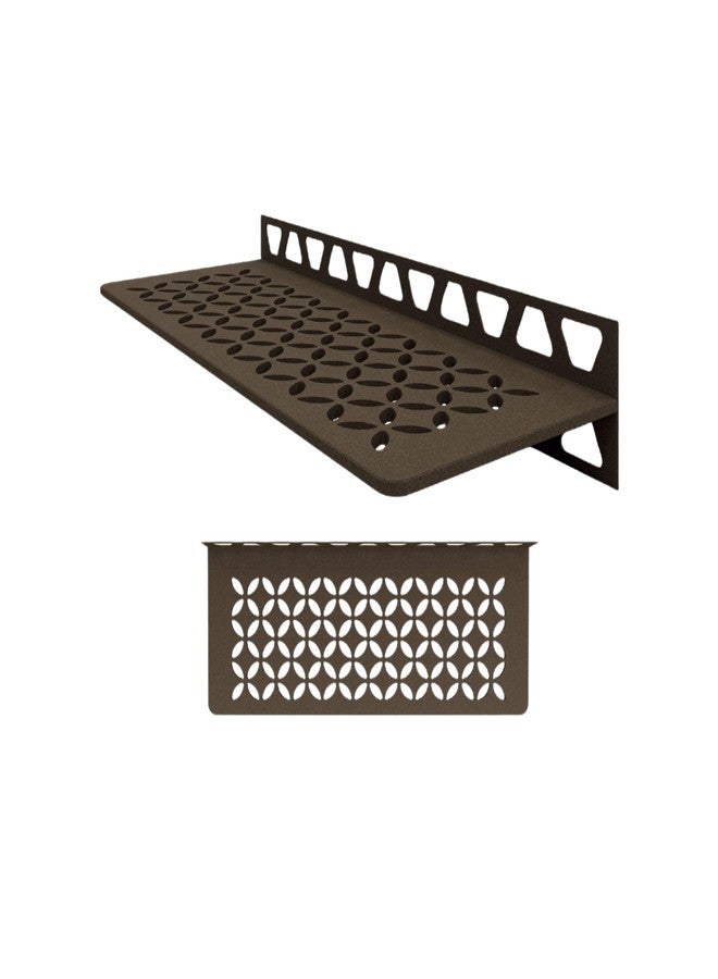 Schluter Rectangular Wall Shelf for Homeowners and Renovators - Suitable for Showers and Kitchens - 11-13/16" Length, Floral Design, Aluminum Material, Bronze Finish - SWS1D5TSOB - Image 1