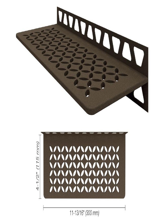 Schluter Rectangular Wall Shelf for Homeowners and Renovators - Suitable for Showers and Kitchens - 11-13/16" Length, Floral Design, Aluminum Material, Bronze Finish - SWS1D5TSOB - Image 2