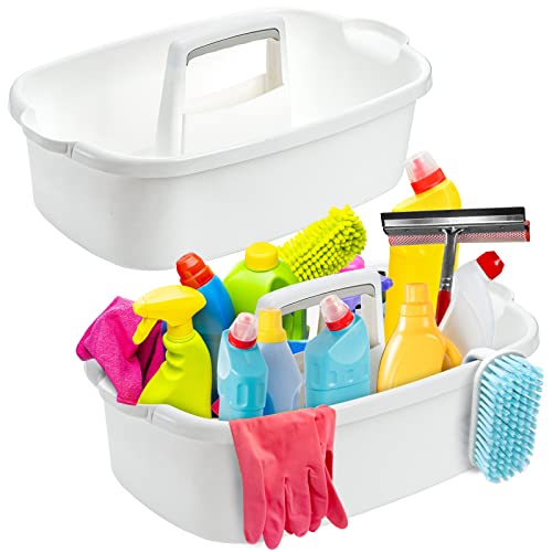 TOPZEA 2 Pack Cleaning Supplies Caddy Large Plastic Cleaning Supply Organizer Bucket with Handle Portable Housekeeping Shower Tote Caddy Under Sink Tool Storage Baskets for Dorm Bathroom Household - Image 1