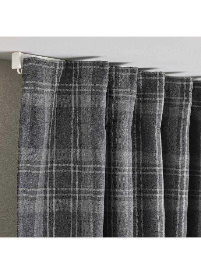 Zaboon Room darkening curtains, 1 pair, with heading tape/dark grey, 145x300 cm - Image 4