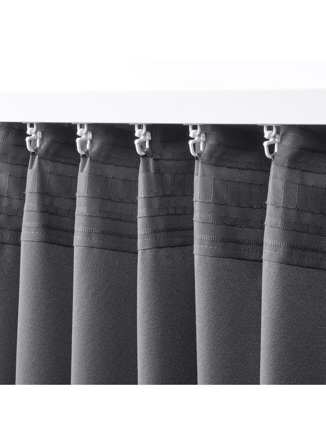 Zaboon Room darkening curtains, 1 pair, with heading tape/dark grey, 145x300 cm - Image 5