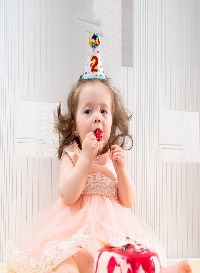 Chanaco 2nd Birthday Hat, Second Birthday Decoration, Birthday Hat with Colored Fur Balls Topper, Two Year Old Birthday Conical Cap for Party Favors - Image 4