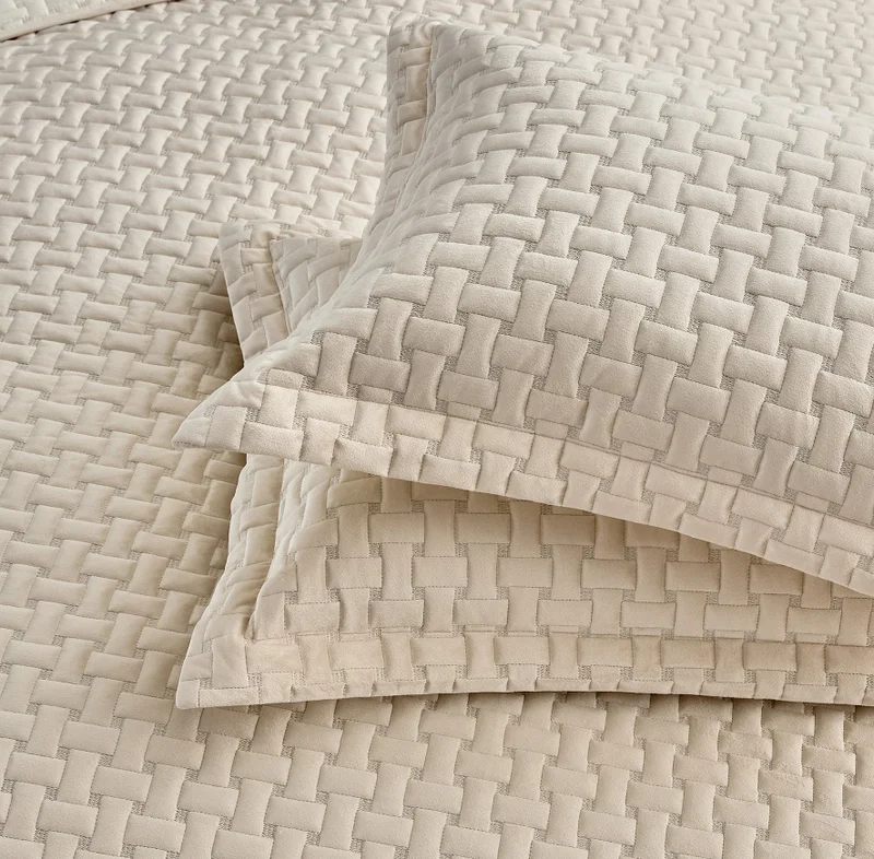 DWELL Dwell-Caylene Bedspread - 3 Pc Set-Bedspread 260 x 240 CM Pillow case 50 x 80 CM-Beige