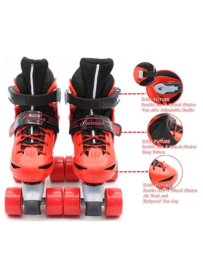 إيزي فيتشور الزلاجات الأسطوانة قابل للتعديل حجم مزدوج صف 4 عجلات الزلاجات للتزلج في الهواء الطلق في الأماكن المغلقة للأطفال للبنين والبنات اللون الأحمر - Image 3