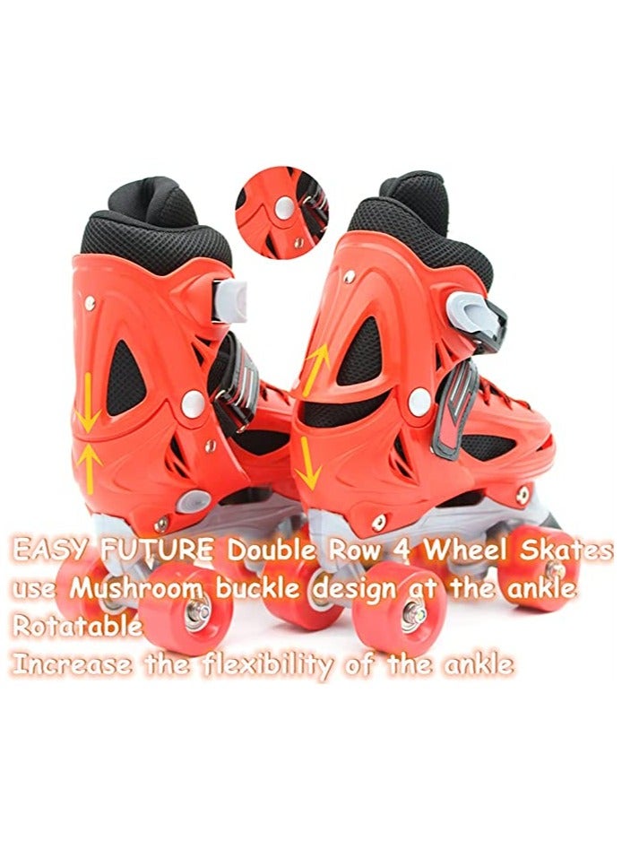 إيزي فيتشور الزلاجات الأسطوانة قابل للتعديل حجم مزدوج صف 4 عجلات الزلاجات للتزلج في الهواء الطلق في الأماكن المغلقة للأطفال للبنين والبنات اللون الأحمر - Image 4