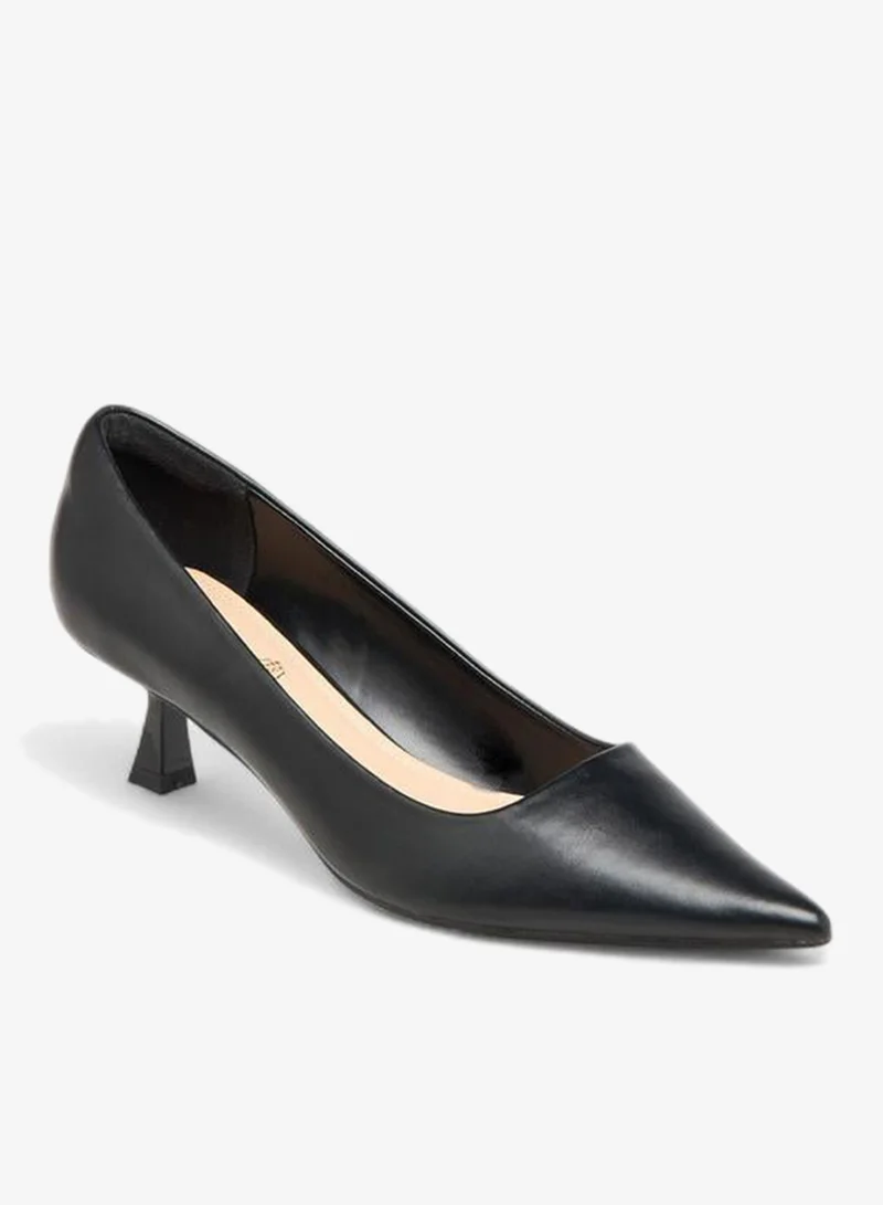 Solid Pointed Toe Shoes with Kitten Heels