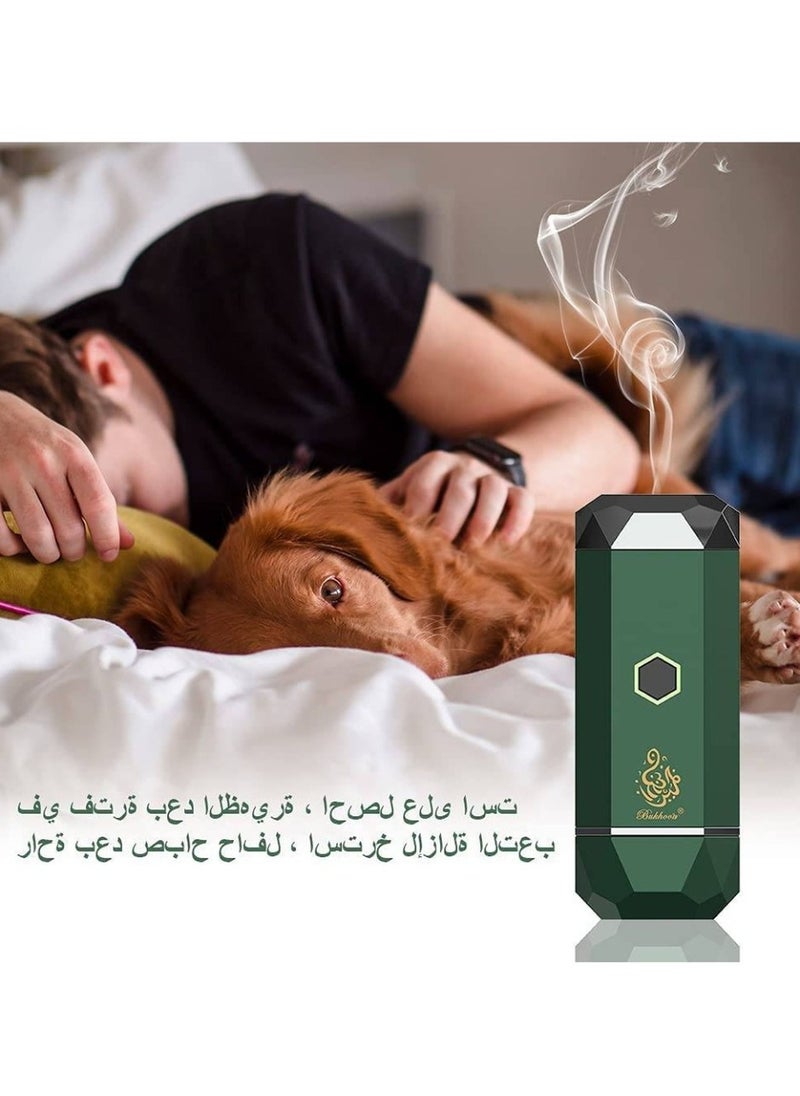 Bukhoor - Car Electric Incense Portable USB Rechargeable Aroma Diffuser Bukhoor Burner Wood (Green) - Image 1