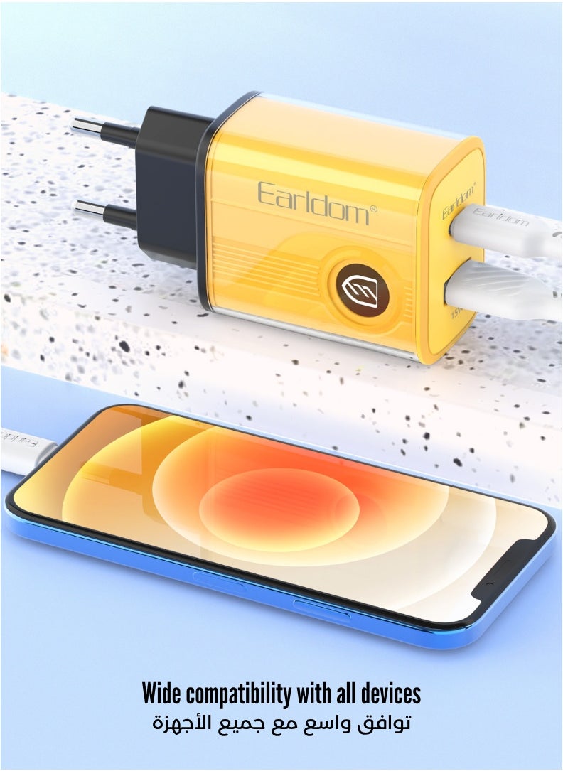 Earldom 20W 2pin Fast Charger – QC3.0 + PD Dual Port | 6 Months Warranty | Type-C to Type-C Cable | EU Plug  - Image 4