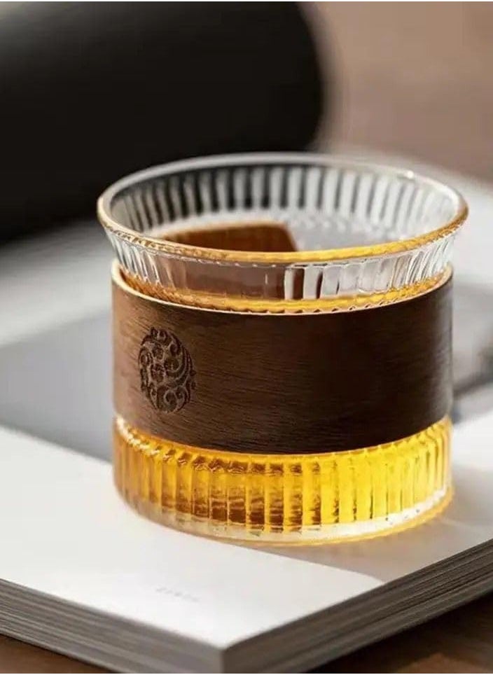 ماركة غير محددة - كوب شاي وقهوه زجاجي للمشروبات الساخنه والبارده  مع اسورة عزل من خشب سعه 170 مللي - Image 1