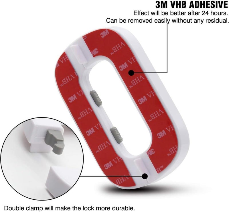 Universal Safety Lock for Doors and Cabinets, White, Strong Adhesive, Child Resistant, Compatible with Refrigerators, Drawers, Freezers, Furniture, Easy to Install - Image 3