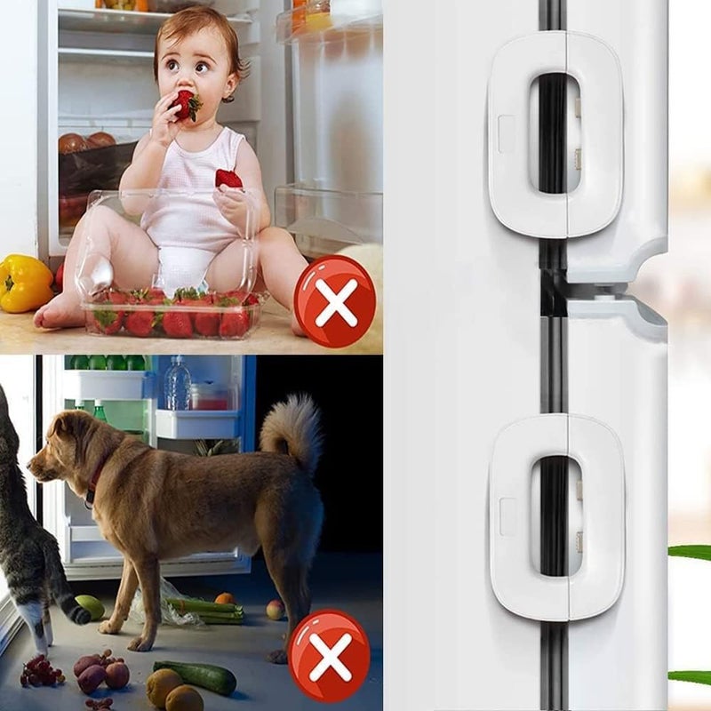 Universal Safety Lock for Doors and Cabinets, White, Strong Adhesive, Child Resistant, Compatible with Refrigerators, Drawers, Freezers, Furniture, Easy to Install - Image 4