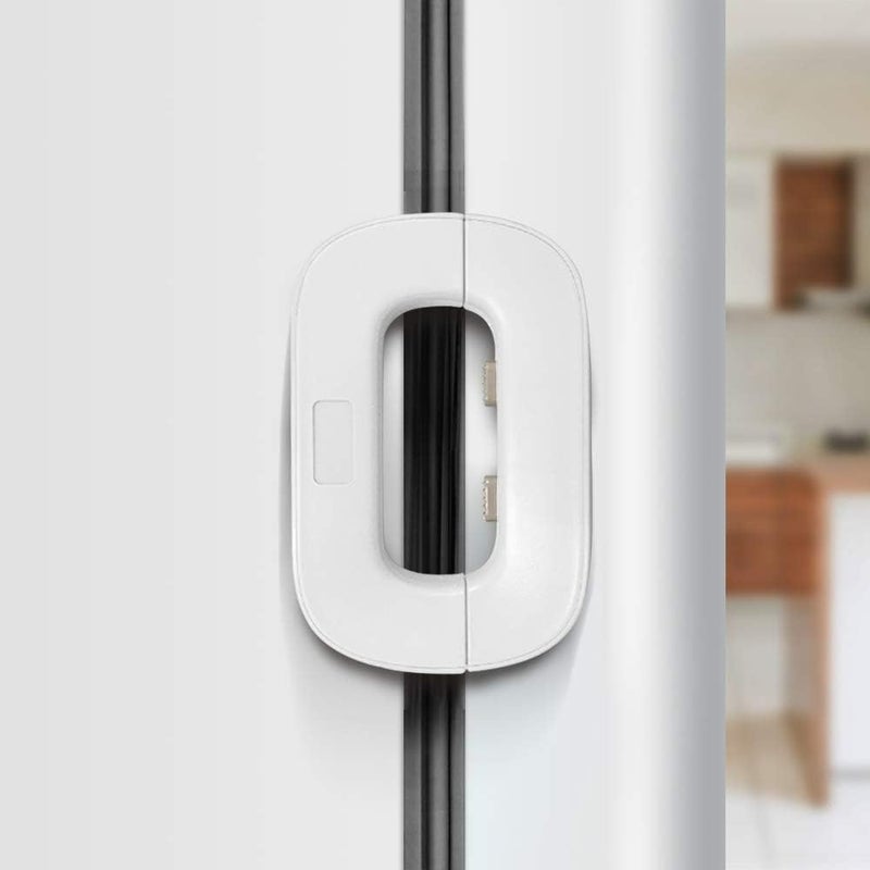 Universal Safety Lock for Doors and Cabinets, White, Strong Adhesive, Child Resistant, Compatible with Refrigerators, Drawers, Freezers, Furniture, Easy to Install - Image 1