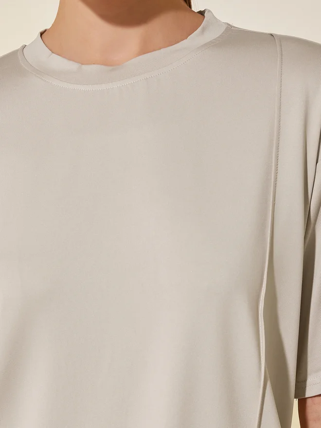 Take Two Take Two Plain Round Neck Oversized T-Shirt with Pintuck