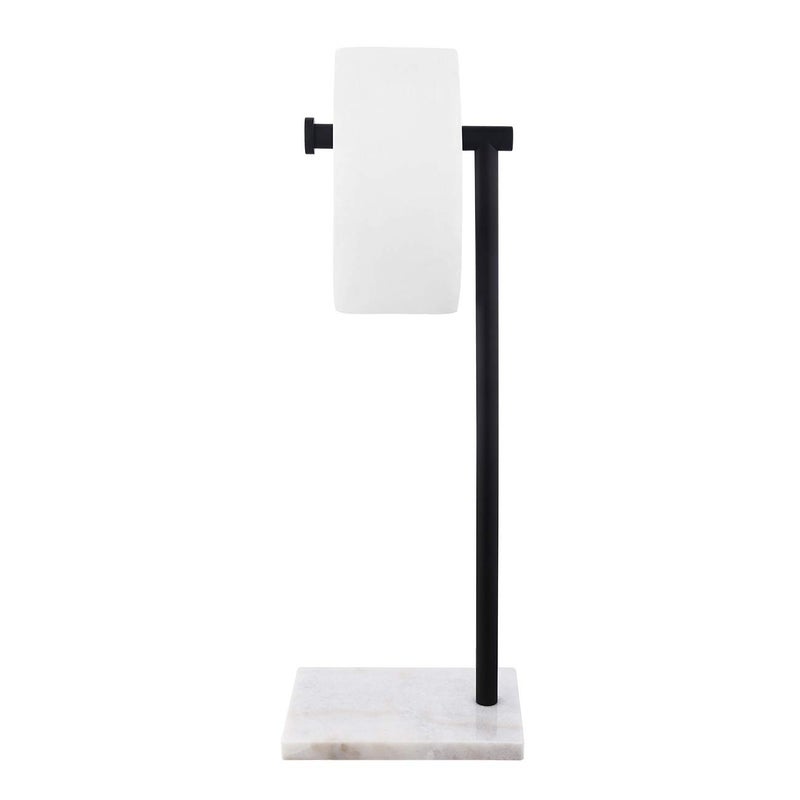 KES Black Toilet Paper Holder Stand Bathroom Tissue Roll Holder with Marble Base Freestanding SUS304 Stainless Steel Matte Black Finish BPH285S1BK