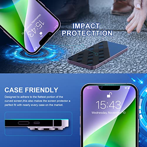 ImpactStrong Shatterproof Tempered Glass Screen Protector for iPhone 14 [Easy Installation Frame] [Bubble Free] [9H Hardness] [Full Coverage] Case Friendly, 6.1 Inch - (3-Pack) - Image 5