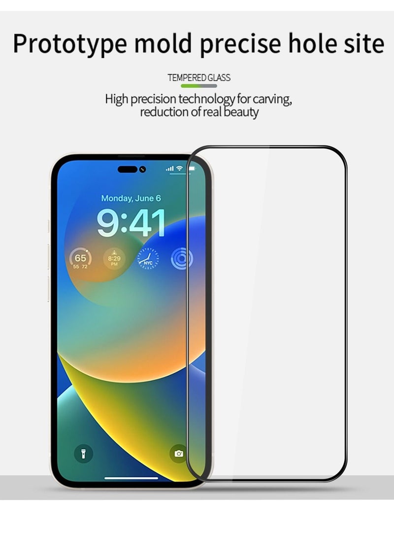 BORTONY Screen Protector Compatible for iPhone 14 Pro Max [6.7 Inch] Full Coverage 9D Tempered Glass Film For iPhone 14 Pro Max Clear/Black - Image 3