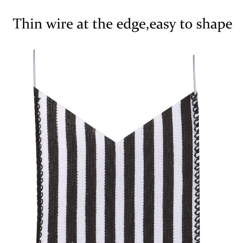 Hongsome 2 Pack Black White Stripe Halloween Fall Bows for Wreaths,12â€x9.4â€Black and White Christmas Decorations Bow for Gift Wrapping Tree Topper Wedding Holiday Birthday Party Wall Home Front Door - Image 3
