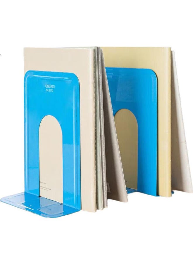 Deli 8.5-Inch (21Cm High) Metal Desktop Bookend Organizer Shelf, Book Holder, 2 Pieces/Office Study Supplies, Blue - Image 2