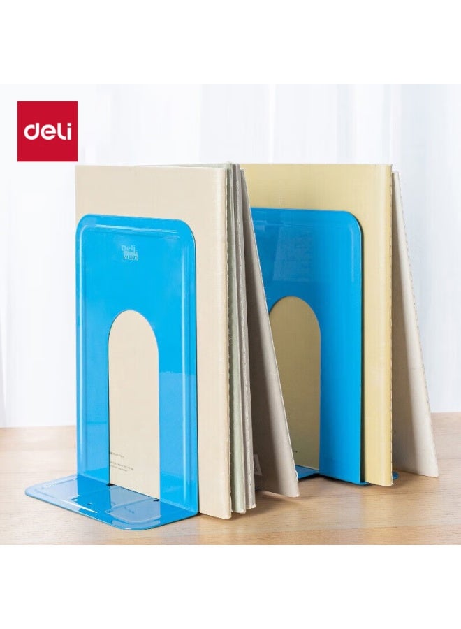 Deli 8.5-inch Metal Desktop Bookend Organizer Shelf, Book Holder, 2 Pieces/office Study Supplies, Blue - Image 1