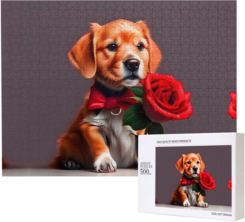 Phayah 500 قطعة لغز الكلب الرجل للبالغين ديكور المنزل 20.4 × 15 بوصة - Image 2