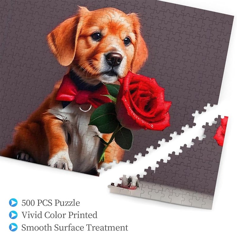 Phayah 500 قطعة لغز الكلب الرجل للبالغين ديكور المنزل 20.4 × 15 بوصة - Image 3