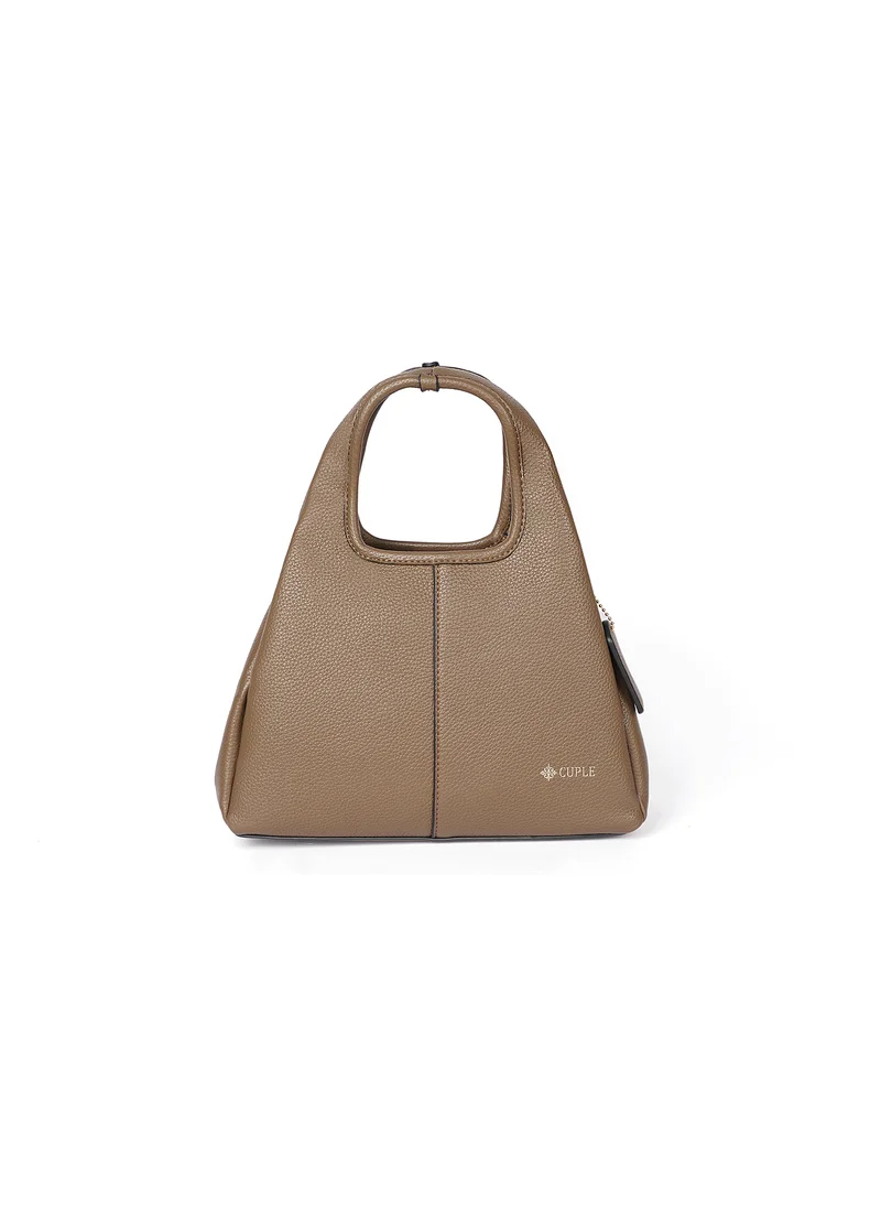 Cuple Single top handle trapezoidal shape faux leather handbag