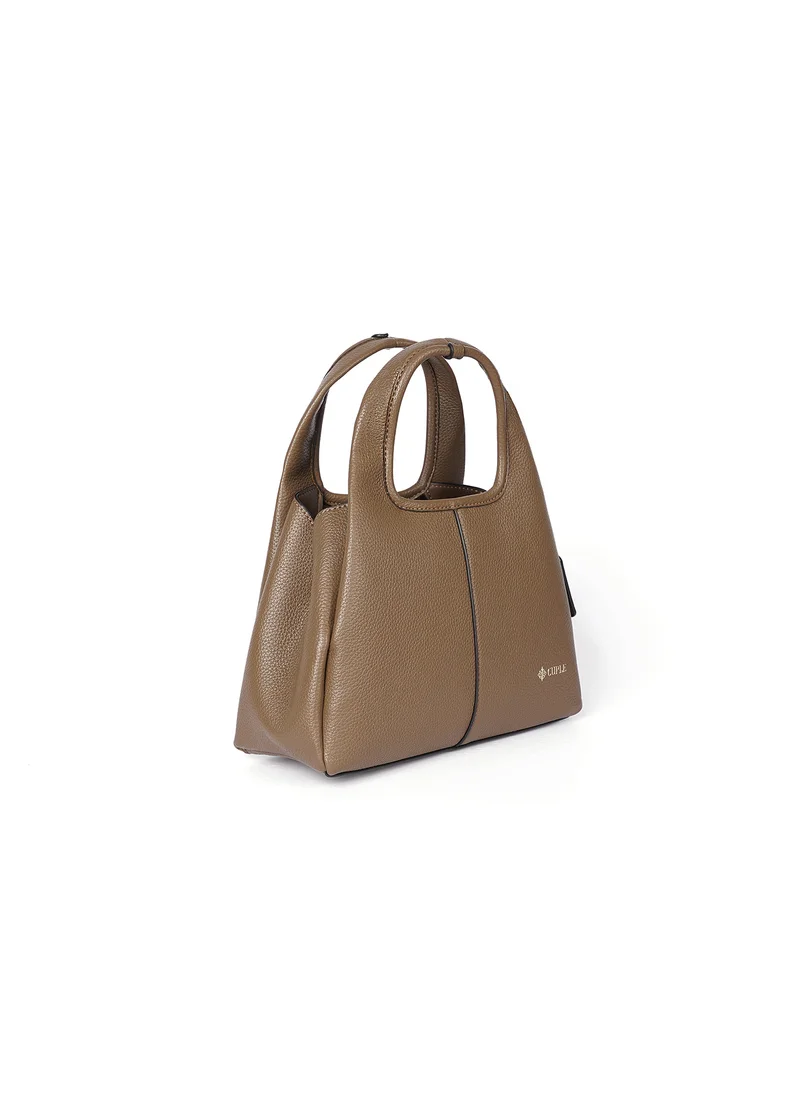Cuple Single top handle trapezoidal shape faux leather handbag