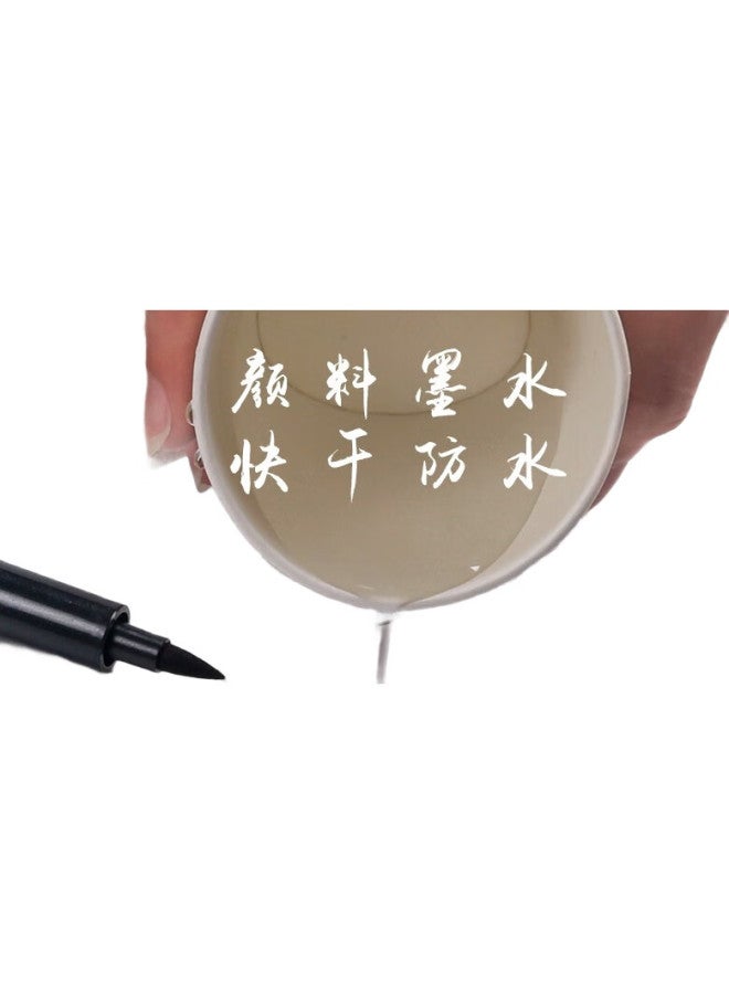 GENVANA Jin Wanian Zhongkai Xiuli Calligraphy Practice Pen, Fountain Pen-Style Calligraphy Brush Pen, Calligraphy Practice Pen For Invitations, Signature Pen, Soft And Hard Pen, Black (12-Pack) G-0939 - Image 3
