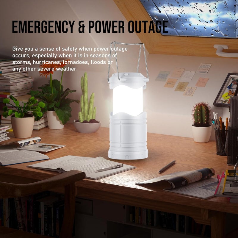 Lichamp LED Camping Lantern, 4 Pack Battery Powered Flashlight for Power Outages, Portable Collapsible Hanging Light Essential for Home, Outdoor, Emergency Lamp Survival Kit Gear for Hurricane, B4LW - Image 2