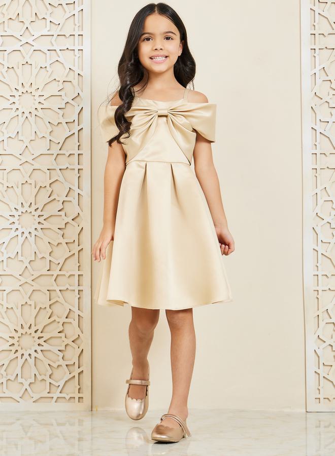 Styli Off-Shoulder Satin Dress - Image 1