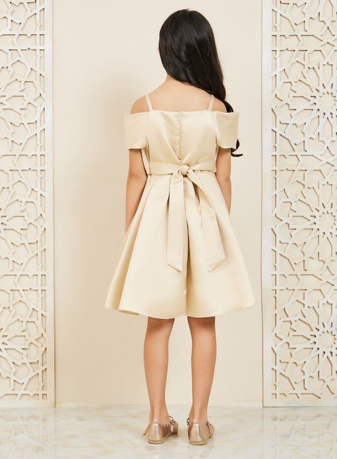 Styli Off-Shoulder Satin Dress - Image 4