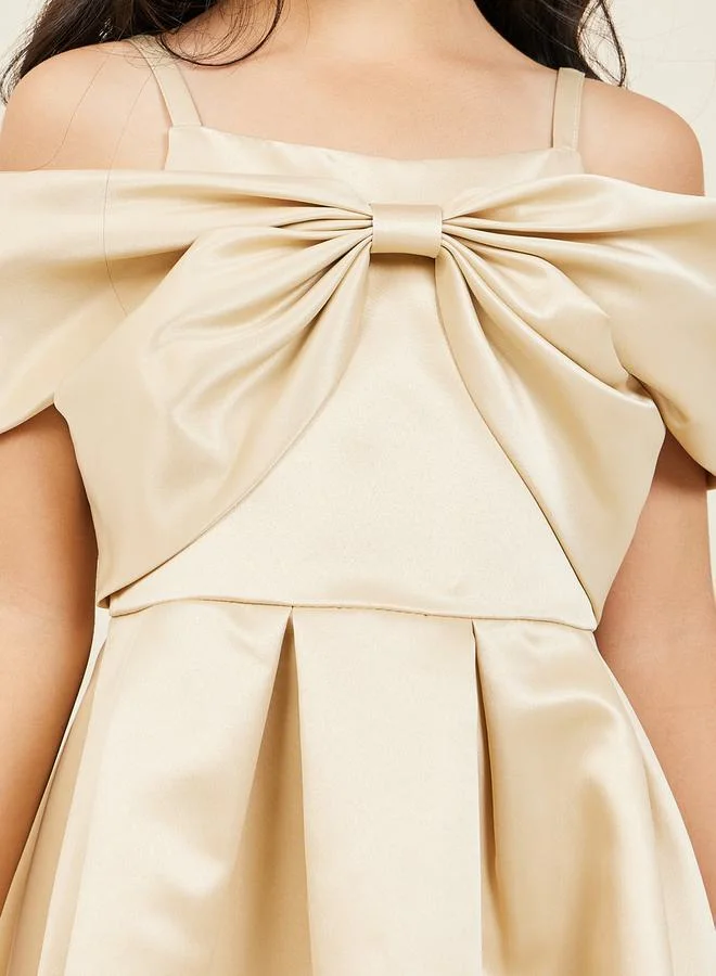 Styli Off-Shoulder Satin Dress