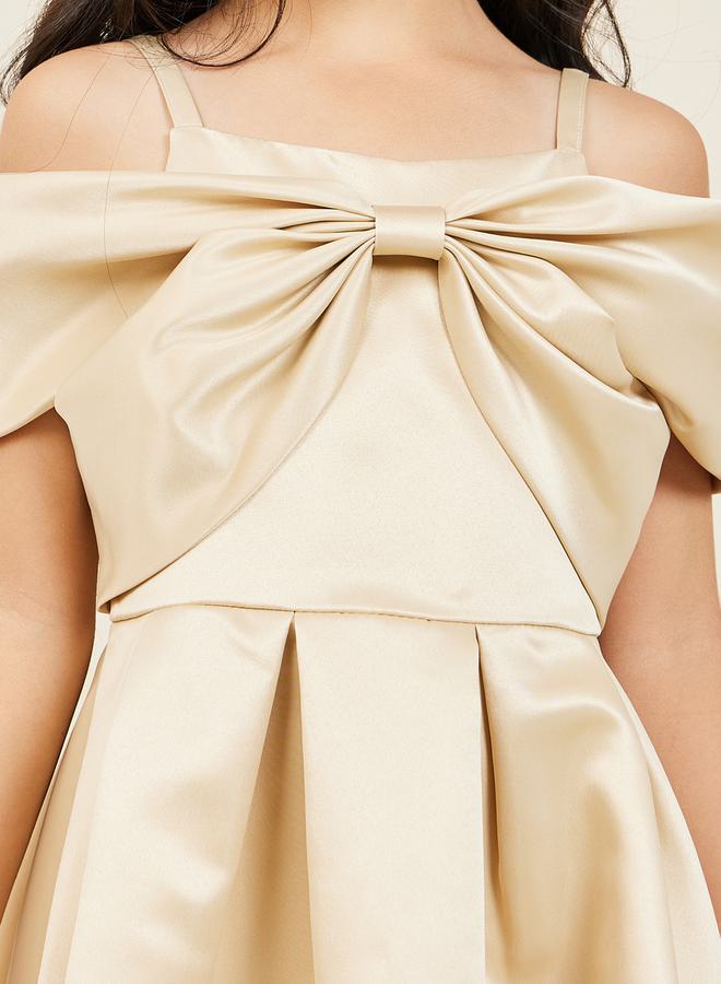 Styli Off-Shoulder Satin Dress - Image 3