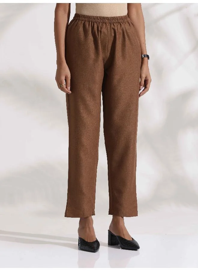 trueBrowns trueBrowns Maroon Slub Highslit Kurta Set