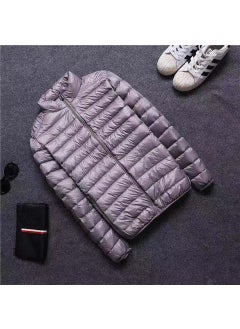 plus Size Lightweight Thin Cotton Jacket Thickened Large Mens Clothing Autumn Fat Person Special Large Size Slimming Coat gray stand collar